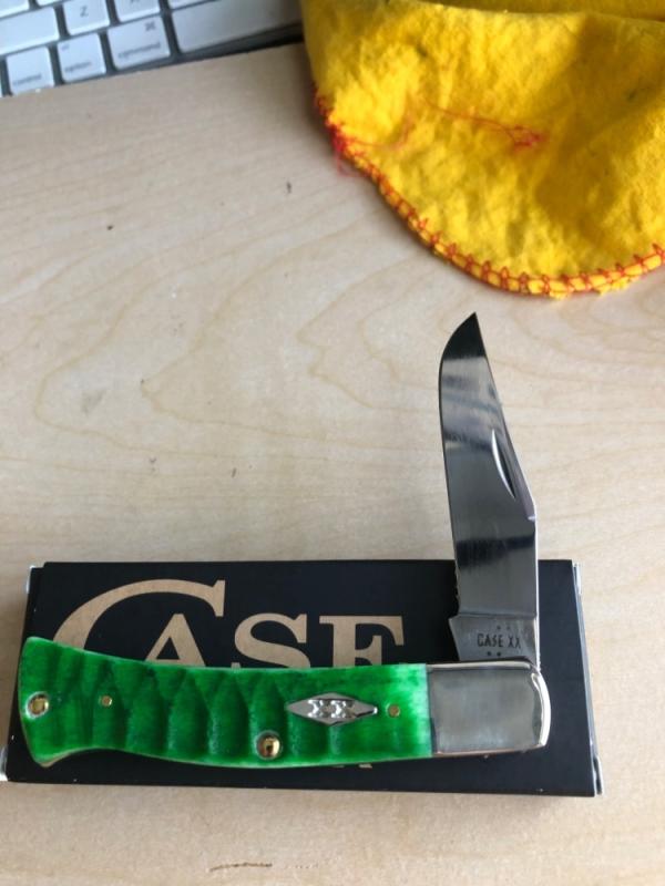 Case Axe Handle Green Gator Bone