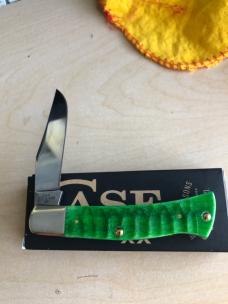 Case Axe Handle Green Gator Bone