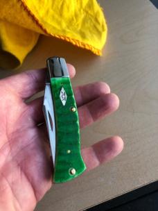 Case Axe Handle Green Gator Bone