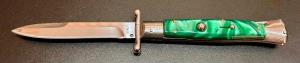 Italian Style 10 Swing-Guard Stiletto Green Pearlex Scales