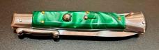 Italian Style 10” Swing-Guard Stiletto, Green Pearlex Scales