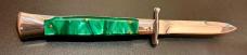 Italian Style 10” Swing-Guard Stiletto, Green Pearlex Scales