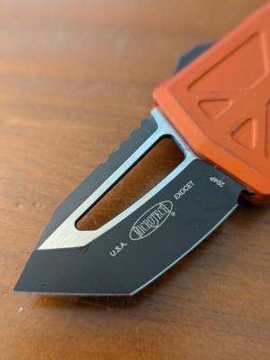 2020 MICROTECH Black Tanto Finished XHP Orange Exocet Automatic OTF 