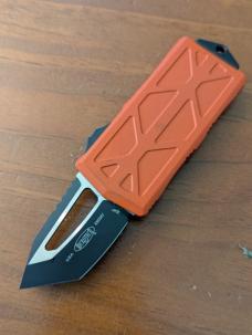 2020 MICROTECH Black Tanto Finished XHP Orange Exocet Automatic OTF 