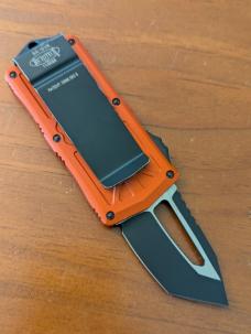 2020 MICROTECH Black Tanto Finished XHP Orange Exocet Automatic OTF 