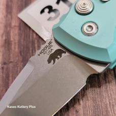 Hogue Elishewitz A01-Microswitch AUTO Folding Knife 1.95" CPM-154 Tumbled Drop Point Blade, Aquamari