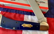 1991 Case xx Saddlehorn w/ Deep Blue Smooth Bone Handles. NOS in Orig box