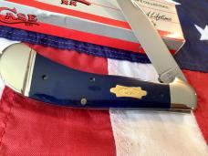 1991 Case xx Saddlehorn w/ Deep Blue Smooth Bone Handles. NOS in Orig box