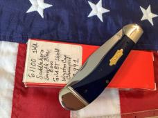 1991 Case xx Saddlehorn w/ Deep Blue Smooth Bone Handles. NOS in Orig box