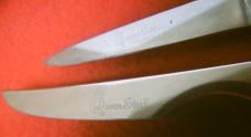 VERY VINTAGE QUEEN USA FIXED BLADE STAG BONE STEAK KNIVES MAYBE? 1960s-70s