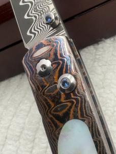 William Henry Ltd Ed #74 / 100 B10 Decade Damascus Blade MOP Inlay