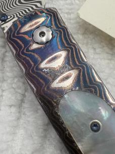 William Henry Ltd Ed #74 / 100 B10 Decade Damascus Blade MOP Inlay