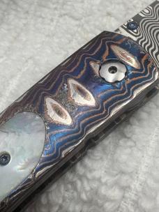 William Henry Ltd Ed #74 / 100 B10 Decade Damascus Blade MOP Inlay