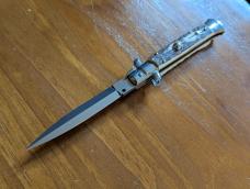 FRANK BELTRAME 23CM 9" DAGGER BLADE STILETTO STAG HORN 4MM KICK SPRING.. NEW AND SNAPPY!! 