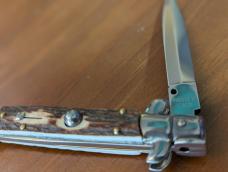 FRANK BELTRAME 23CM 9" DAGGER BLADE STILETTO STAG HORN 4MM KICK SPRING.. NEW AND SNAPPY!! 