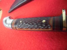 VINTAGE WESTERN USA 640 PRE OWNED HUNTING KNIFE WITH LEATHER SHEATH & JIGGED HANDLE NEAR MINT