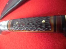 VINTAGE WESTERN USA 640 PRE OWNED HUNTING KNIFE WITH LEATHER SHEATH & JIGGED HANDLE NEAR MINT