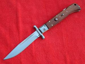 New 11quot Italian Roma style Swinguard Switchblade knife Wood handles II
