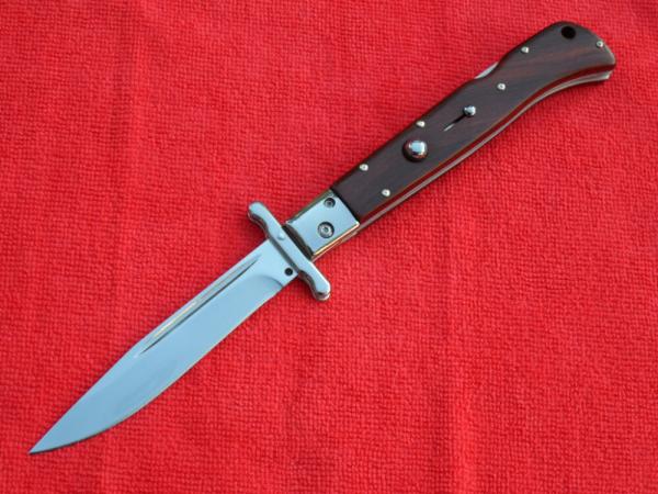New 11" Italian Roma style Swinguard Switchblade knife Wood handles III