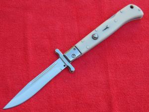 New 11quot Italian Roma Swinguard Switchblade knife Faux Ivory handles 