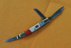 Frost Steel Warrior 3 Blade Stockman 3 7/8" Closed Red, White, Blue Smooth Bone Mint All Blades Snap