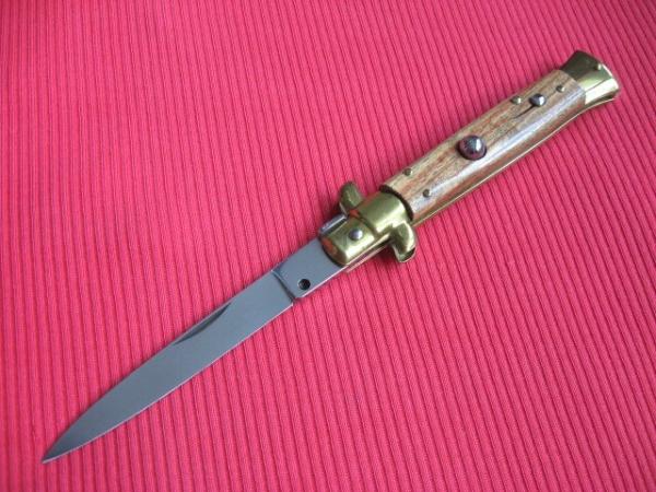 Older 9" TULIP WOOD Flat Ground BLADE ITALIAN STILETTO Knife - NOS Older 9" TULIP WOOD Flat Ground BLADE ITALIAN STILETTO Knife - NOS