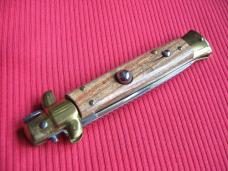 Older 9" TULIP WOOD Flat Ground BLADE ITALIAN STILETTO Knife - NOS