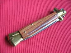 Older 9" TULIP WOOD Flat Ground BLADE ITALIAN STILETTO Knife - NOS