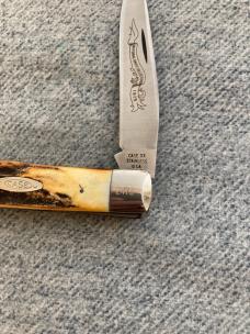 CASE XX, STAINLESS USA (2-Dot), 1979, #5154 SSP, NKCA, Stag, Single Blade Trapper - MINT