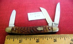 VINTAGE APPROX3-14quot LIGHTLY USED PRE OWNED JIGGED SCHRADE 855 USA STOCKMAN
