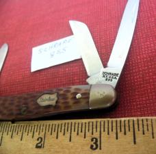 VINTAGE APPROX.3-1/4" LIGHTLY USED PRE OWNED JIGGED SCHRADE 855 USA STOCKMAN