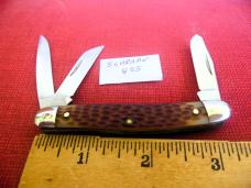VINTAGE APPROX.3-1/4" LIGHTLY USED PRE OWNED JIGGED SCHRADE 855 USA STOCKMAN