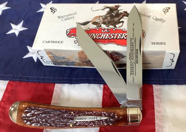 1994 Winchester Large Trapper Knife (Mdl# 29105) Cartridge Series w/ Slab Bone Handles -NOS 1994 Winchester Large Trapper Knife (Mdl# 29105) Cartridge Series w/ Slab Bone Handles -NOS