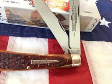 1994 Winchester Large Trapper Knife (Mdl# 29105) Cartridge Series w/ Slab Bone Handles -NOS