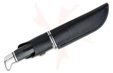 Buck 117 Brahma Fixed Blade Knife 4.5" 420HC Satin Clip Point, Black Phenolic Handle, Leather Sheath