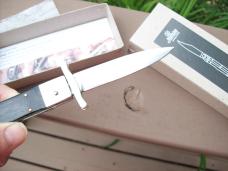 Hubertus Guardian Knife Solingen, Germany Very Rare Green Bone Swing Guard UNUSED W/Box