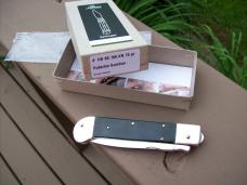 Hubertus Guardian Knife Solingen, Germany Very Rare Green Bone Swing Guard UNUSED W/Box