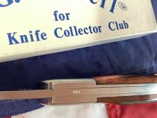 1989 Russell Large Locking Folding Hunter Knife w Brown Bone Handles +Acorn Shield NOS in Orig box