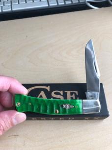 Case Axe Handle Green Gator Bone