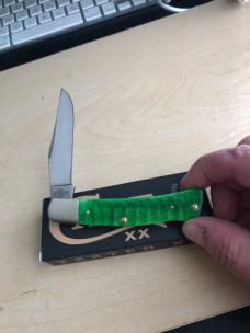 Case Axe Handle Green Gator Bone