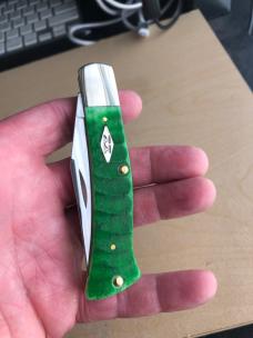Case Axe Handle Green Gator Bone