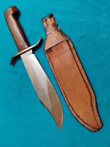 VINTAGE W49 WESTERN BOWIE FIXED BLADE HUNTING SKINNING SURVIVAL KNIFE KNIVES SHEATH OLD