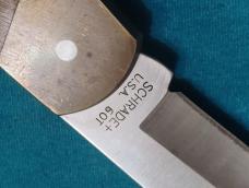 VINTAGE SCHRADE USA 6OT GOLDEN BEAR FOLDING HUNTER POCKET BAREHEAD LANYARD KNIFE KNIVES OLD SHEATH