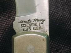 VINTAGE SCHRADE UNCLE HENRY USA LB5 SMOKEY NICKEL SILVER FOLDING POCKET KNIFE KNIVES OLD SHEATH