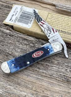 CASE XX ** SFO 2011 SCROLLED EAGLE ETCH NAVY BLUE BONE RUSSLOCK