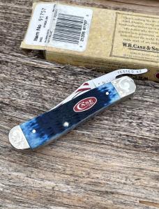 CASE XX ** SFO 2011 SCROLLED EAGLE ETCH NAVY BLUE BONE RUSSLOCK