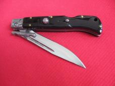 New 9" Italian Roma style Swinguard Switchblade knife Blackhorn handles 