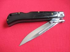 New 9" Italian Roma style Swinguard Switchblade knife Blackhorn handles 