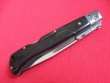New 9" Italian Roma style Swinguard Switchblade knife Blackhorn handles 