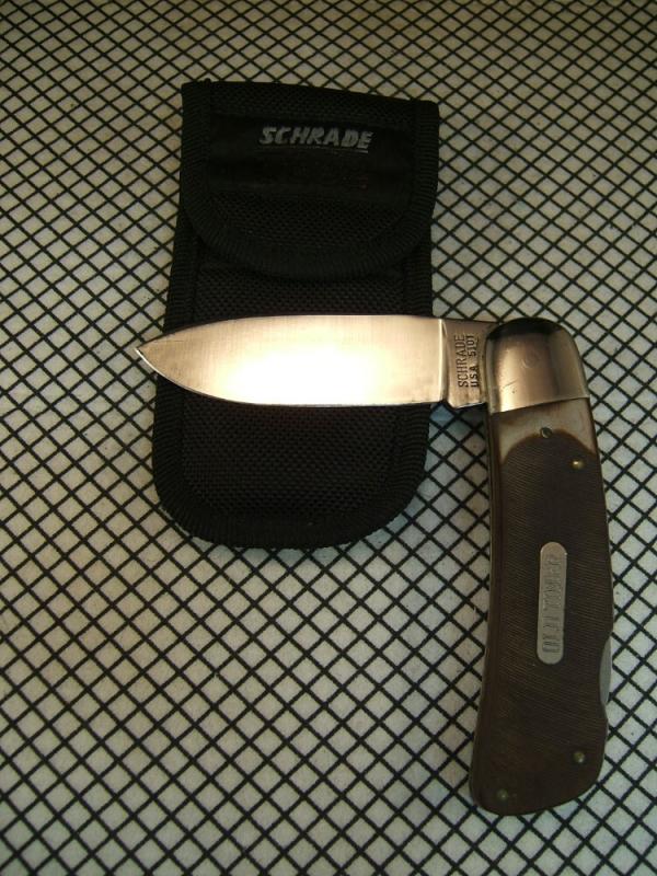 SCHRADE OLD TIMER 51OT "BIG TIMER" VINTAGE U.S.A. CARBON STEEL LOCK BACK POCKET KNIFE WITH SHEATH